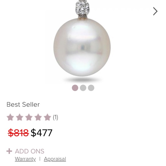 SOLITAIRE SOUTH SEA PEARL PENDANT NECKLACE W/ DIAMOND 14K W. GOLD - Picture 4 of 8